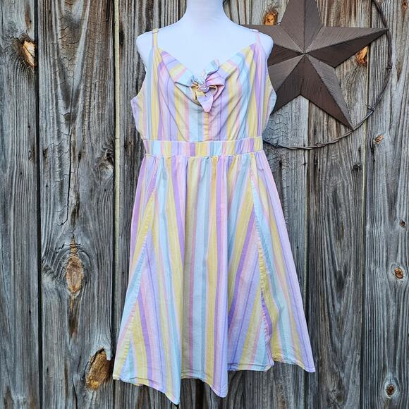 Plus Size Pastel Stripe Dress Torrid Size 2X Sleeveless Stretch Cotton Twist - Picture 1 of 10